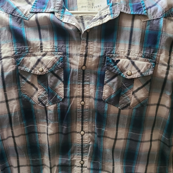 men's AE button up plad shirt 2xl - Picture 5 of 6